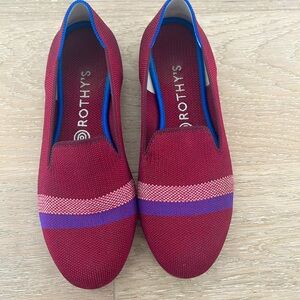 Women’s Rothy’s The Loafer Color Garnet Reflective Stripe Size 9
